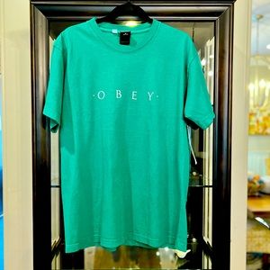 NWT Obey t-shirt, true green, size men’s medium.